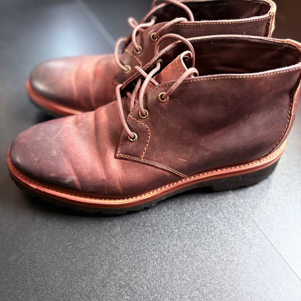 H.S. Trask leather Men Sz 9‎ Brown Chukka Ankle Boots durable Chelsea distressed - Picture 8 of 10